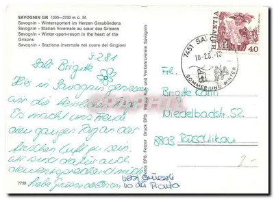 Savognin — Stacja narciarska — Wydawca EPS, n° 7739 — Rewers