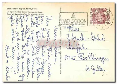 Scuol-Tarasp-Vulpera, 1250m — Switzerland — Fabriato Jon Feuerstein & Co. — Back