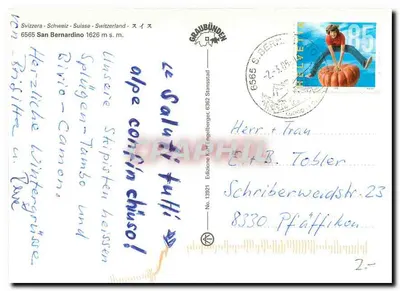 Alpe Confin — Carte postale ilustrada — Edição K. Engelberger, n° 13921 — Verso