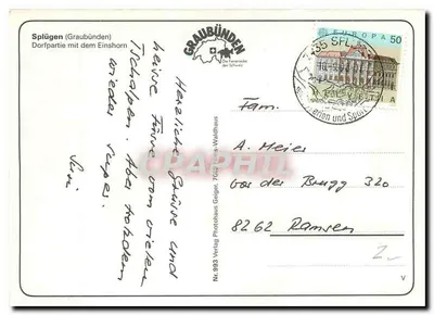 Splügen (Graubünden) — Część wsi z Einhorn — Verlag Photohaus Geiger — Rewers