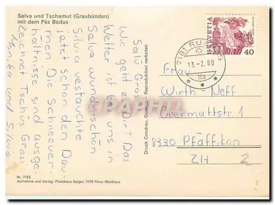 Selva und Tschamut (Graubünden) — z Pez Badus — Photohaus Geiger, nr 7155 — Rewers