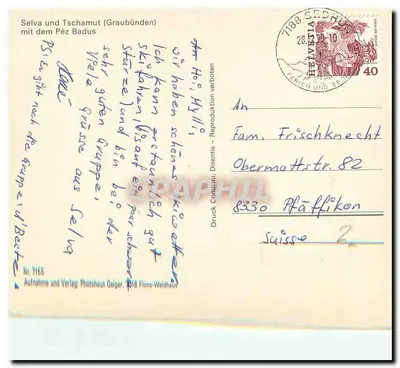 Selva und Tschamut (Graubünden) — z Pęz Badus — Photohaus Gelger, nr 7155 — Rewers