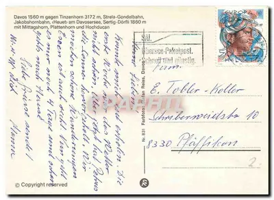 Davos — krajobrazy alpejskie i teleferyk — Farbfoto Stefan Reiss, Nr. 831 — Rewers