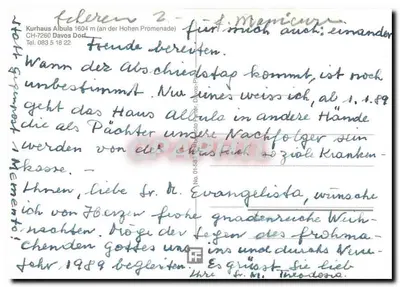 Kurhaus Albula — Davos — n° 01-88 — Reverso