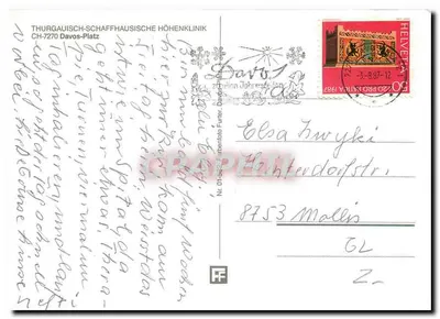 Thurgauisch-Schaffhausische Höhenklinik — Davos — wydawca FF, numer seryjny nieczytelny — Rewers