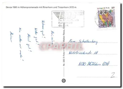 Davos — widok z promenady na wysokich terenach — Foto + Verlag Nr. 335 — Rewers