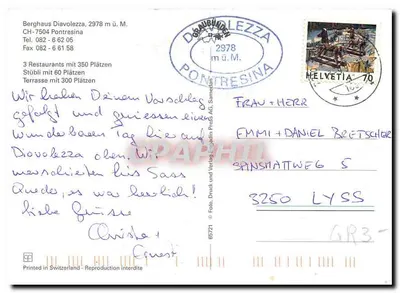 Diavolezza — Montanha Branca e glaciar — editor Ejradin Press AG — Verso