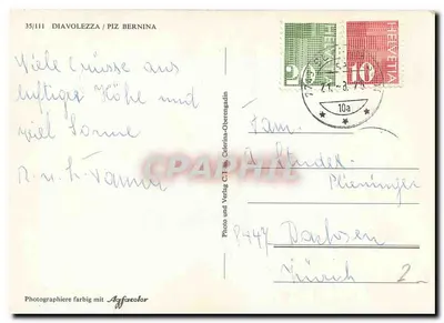 Diavolezza / Piz Bernina — panoramica zasypana śniegiem — Photo und Verlag C.Trill, Celerina-Oberengadin, n°35/111 — Rewers