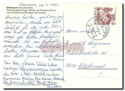 Biferten — widok z zimnych szwajcarskich Alp — Photofläsch Geiger, 7016 Flims — Rewers