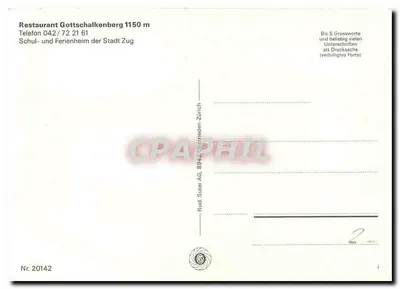 Alpejski krajobraz z krzyżem i osłem — Gottschaikenberg — Rud. Suter AG, Obmäden Zürich, nr 20142 — Rewers