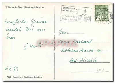 Wilderswil — Eiger, Mönch und Jungfrau — Imphine w Szwajcarii, n°7560 — Rewers