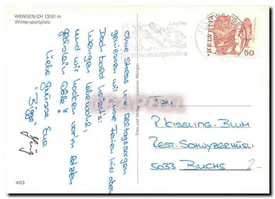 Wengen — Jungfrau — wydawca nieznany, nr serii 403 — Rewers