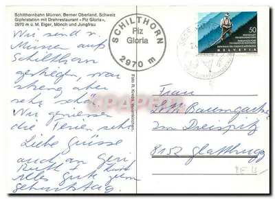 Piz Gloria — Schilthorn, Berner Oberland, Suíça — Foto R. Krebs, Immerkirchen — Verso