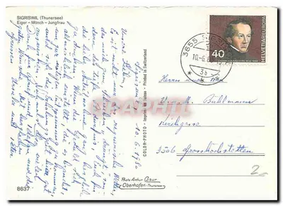 Sigriswil (Thunersee) — Eiger-Mönch-Jungfrau — Foto Arthur Gaur, Oberhofen-Thunersee — Rewers