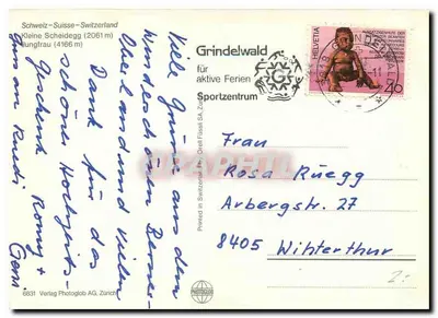 Grindelwald — Kleine Scheidegg (2061 m) — wydawca Photoglob AG, Zürich — Rewers