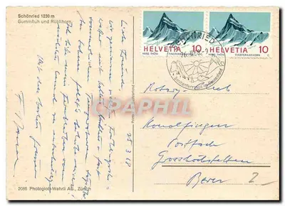 Schönried 1230 m — Gummifluh und Rüblihorn — Photoglob-Wehrli AG, Zürich — Rewers