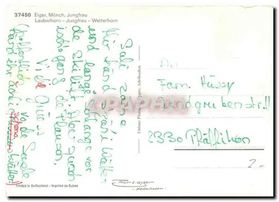 Skizentrum Kleine Scheidegg — Eiger, Mönch, Jungfrau — wydawca Adelboden, n° 37450 — Rewers
