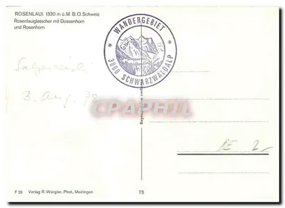 Rosenlaui — ghiacciaio e cime — Verlag R. Würgler, Fot. Meiringen — Verso
