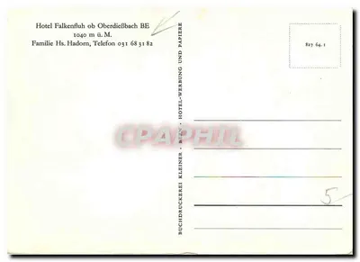 Hotel Falkenfluh — Oberdiessbach, Switzerland — publisher BUCHDRUCKEREI BIELEN — Back