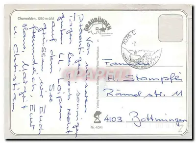 Churwalden — estación de esquí — Verlag Photolhaus Gaggenau, n° 4/341 — Reverso