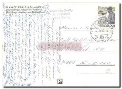 Clavadel-Alp ob Davos (1980 m) — widok szczytów — wydawca FF, n° 1098 — Rewers