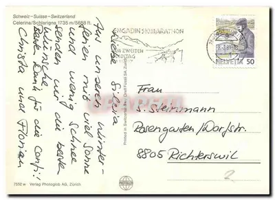 Celerina — stacja narciarska w Szwajcarii — wydawca Photoglob AG Zürich — Rewers