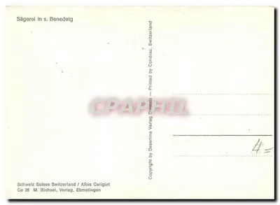 Sägerei w s. Benedetg — Szkło i drewno — wydawca M. Bichsael, Ebmatingen — Rewers