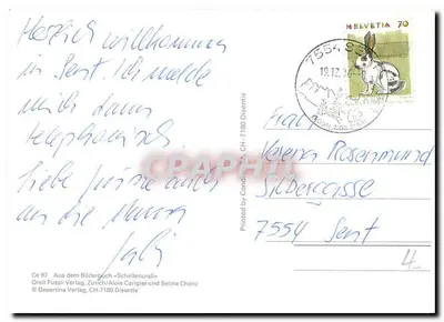 Vila alpina nevada — desenho — Orell Füssli Verlag, CH-7180 Disentis — Verso