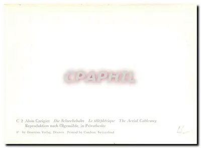 O teleférico — Reprodução de uma obra de Alois Carigiet — editor Desertina Verlag, Disentis — Verso