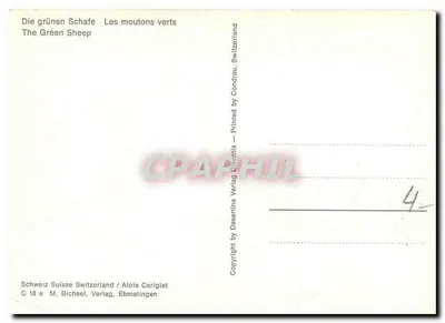 Os carneiros verdes — Suíça — editor M. Bichsel, Ebnatingen — Verso