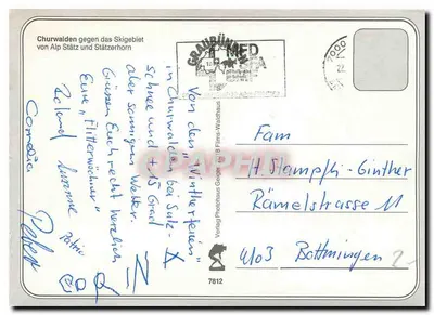 Churwalden z terenem narciarskim Alp Stätz i Stätzerhorn — Wydawnictwo Photolhaus Geiger 7812 — Rewers