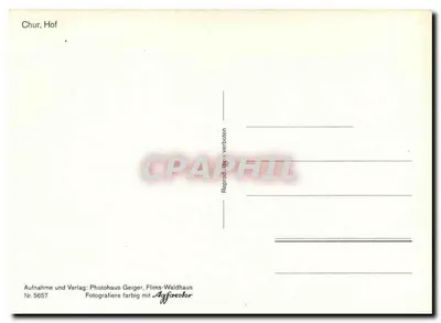 Chur, Hof — widok placu z kościołem i górami — Photohaus Geiger, Flims-Waldhaus, nr 5657 — Rewers