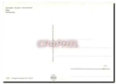 Chur — katedra — Szwajcaria — wydawca Photoglob AG Zürich, numer 11611 — Rewers