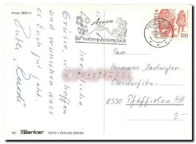 Arosa — widok panoramiczny — Benker Foto + Verlag Arosa, nr 187 — Rewers