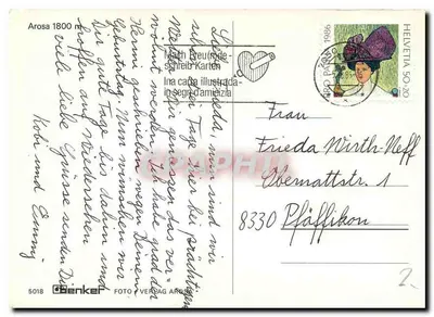 Arosa — widok jeziora i gór — Benker Foto-Verlag Arosa n°5018 — Rewers