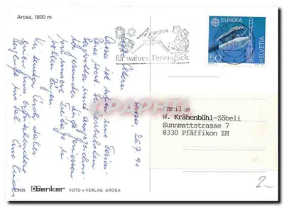 Arosa — Zwitserland — uitgever Benker, n° 5105 — Achterkant