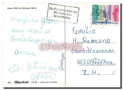 Arosa, RhB mit Untersee 1800 m — wydawca Benker, n° 244 — Rewers