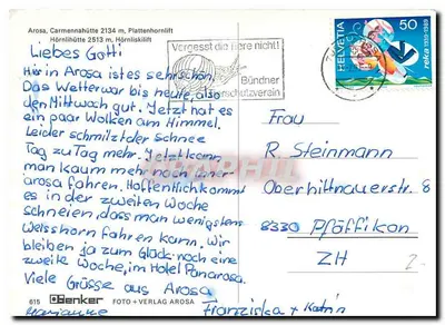 Arosa — stacja narciarska — Foto+Verlag Arosa, nr 615 — Rewers