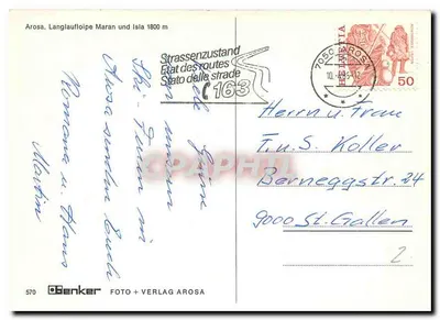 Arosa — estação de esqui — editor Benker, n° 570 — Verso