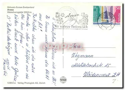 Arosa Weisshorn — widok panoramiczny i zimowe aktywności — Verlag Photoglob AG, Zürich — Rewers