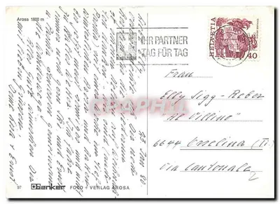Arosa 1800 m — widok zasnieżonego wioska — Banker Foto + Verlag Arosa n°97 — Rewers