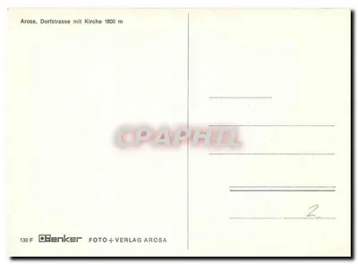 Arosa, Dorfstrasse z kościołem 1800 m — Benker Foto+Verlag Arosa, n° 130 F — Rewers