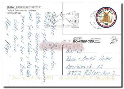 Arosa, Goryszczyzna, Szwajcaria — wieś z jeziorem Obersee i Untersee — wydawca ROTO HOMBERGER, nr 338 — Rewers