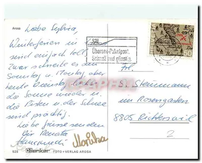 Arosa — estação de esqui na Suíça — editor Banker Foto+Verlag Arosa, n° 525 — Verso