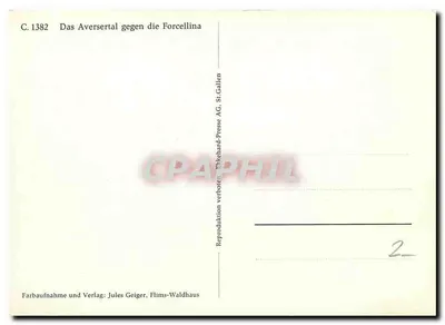 Aversertal contra a Forcellina — Editor: Jules Geiger, Flims-Waldhaus — Verso