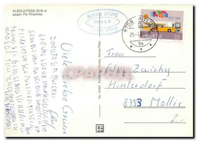 Albula-Pass — widok jeziora i gór — wydawca nieznany — Rewers