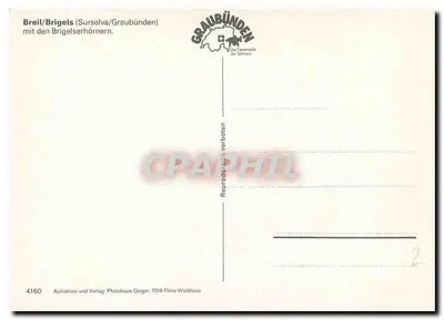 Breil/Brigels (Surselva/Graubünden) — z Brigelserhörner — Photohaus Geiger, 7018 Films-Waldhaus — Rewers