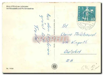 Bivio (1770 m) na Julierpass — z Roccabella i Piz Grevasalvas — wydawca nr 14184 — Rewers