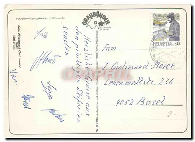 Valbella — zimowy widok z śniegiem — wydawca Jos. Alternatt-Grolimund, n° R 7194 — Rewers