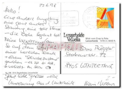 Lenzerheide — Widok panoramiczny z Crap la Pala — wydawca H. Deubelbeiss, nr 136 — Rewers